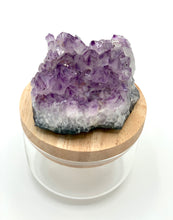 Load image into Gallery viewer, Jar with wooden amethyst cluster lid