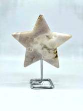 Load image into Gallery viewer, pink amethyst star on metal stand 
