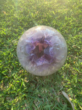 Load image into Gallery viewer, open amethyst geode on grass
