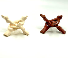 Load image into Gallery viewer, blond and brown wooden tripod sphere stands 
