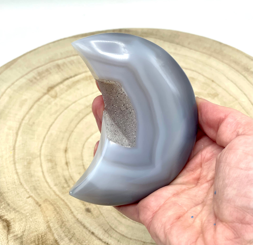 small polished agate moon