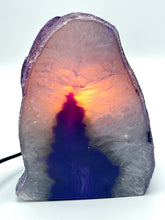 Load image into Gallery viewer, purple agate lamp lit
