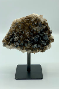 smokey quartz cluster on stand