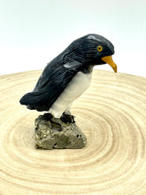 Load image into Gallery viewer, stone penguin on crystal base 
