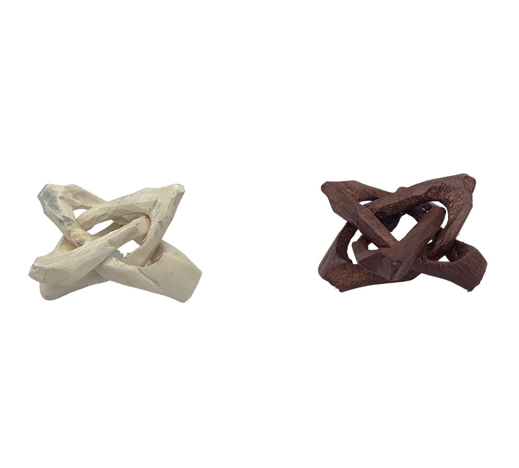 white and brown wooden crystal stands