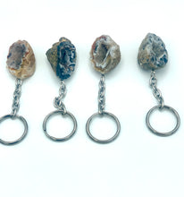 Load image into Gallery viewer, Four Agate Geode Keychain
