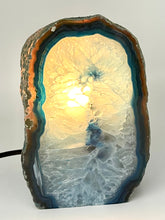 Load image into Gallery viewer, blue agate lamp lit
