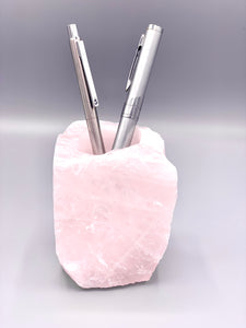 pens in rose quartz holder 