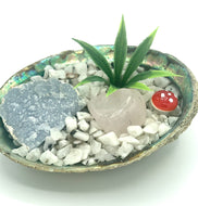 Peace Garden rainbow moonstone, rose quartz tumble, angleite tumble