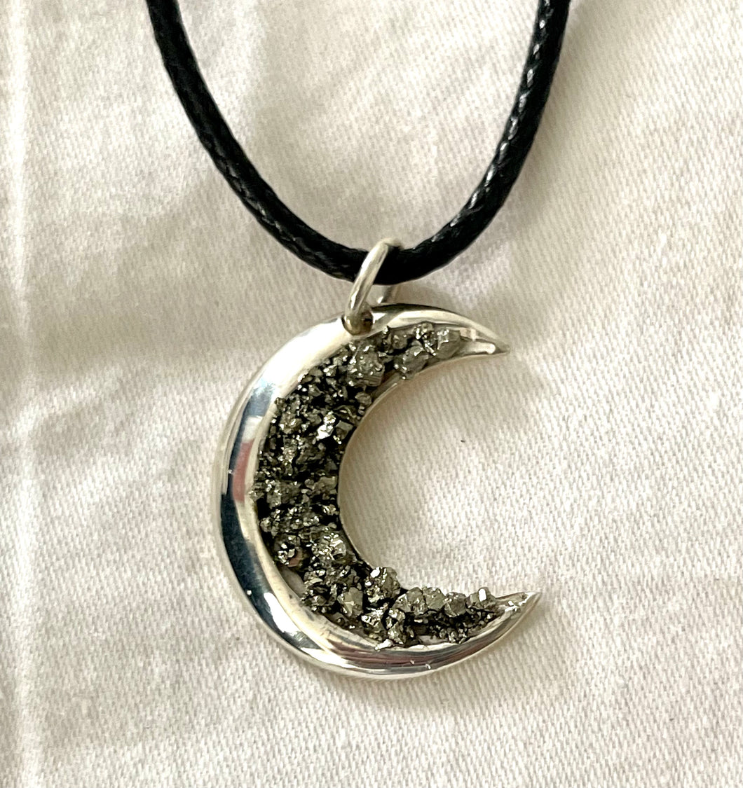 Pyrite Chip Sterling Silver Pendant