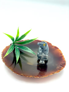 Dolomite penguin on agate with tree