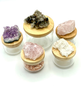 crystals lids glass jars
