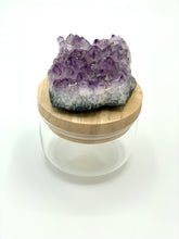 Load image into Gallery viewer, jar with wooden amethyst lid 
