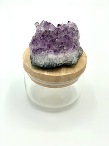 jar with wooden amethyst lid 